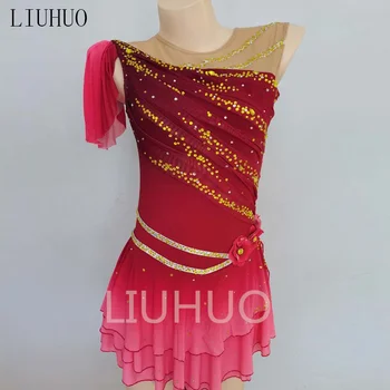 LIUHUO Dailiojo Čiuožimo Suknelė Užsakymą Vaikų, Suaugusiųjų Konkurencijos Sijonas Konkurencingą Mėlyna Čiuožimo Suknelė