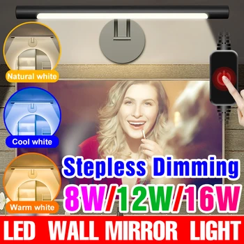 LED Vonios Veidrodis Šviesos tualetinis staliukas, Lempa USB Tuštybės Šviesa Už Kambario Apdailos Touch Tamsos Sienos Lempos Odininkas pagrindiniai kištukiniai naktinių lempų lizdai