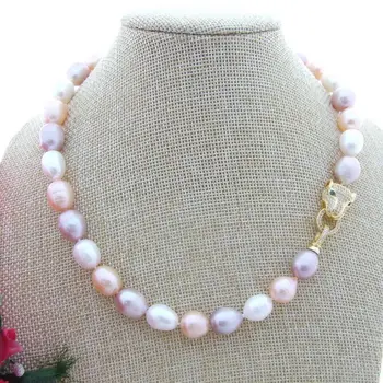 Gamtos NAUJAS gėlavandenių perlų 10-11mm Kelių Spalvų Ryžių Perlų Vėrinį 18