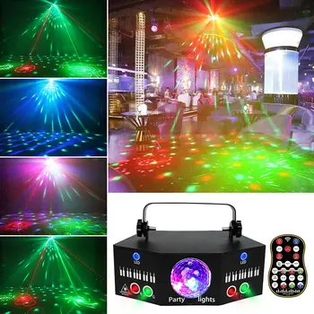 DJ Disco Party Dual Raudonos, Žalios Modelius Lazerio Šviesos Projektorius LED Magija Kamuolys RGBW Strobe dėl Kalėdų Atostogų Vestuvių Etapo Poveikis