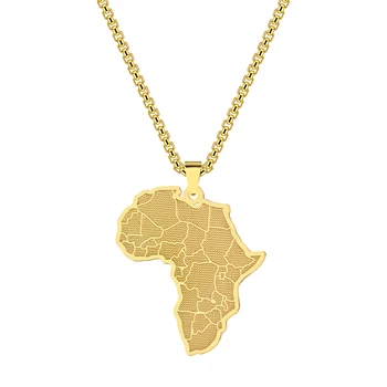 Kinitial Nerūdijančio Plieno Afrikos Šalies Žemėlapį Pakabukas Žavesio Karoliai, Papuošalai Clavicle Grandinės Karoliai Moterų Šalis Choker Dovana