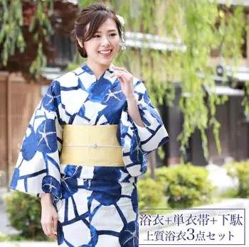 Japonų Kimono Yukata Moterų Tradicinio Stiliaus Grynos Medvilnės Audinio Japonijos Turizmo Foto Chalatas Kimono