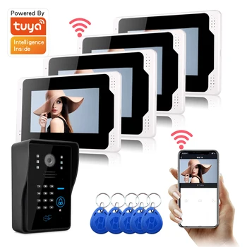 WiFi Tuya Smart Video Duris Telefono Ryšio Sistemos, Namų Belaidžio Vaizdo Domofonas 1080P HAINAUT Laidinio Doorbell Kamera 125Khz RDA Pulteliais
