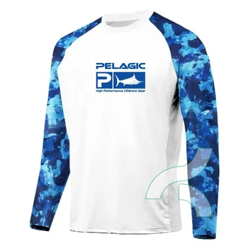 PELAGINĖS Žvejybos Marškinėliai Apsaugos nuo Saulės ilgomis Rankovėmis Marškinėliai Vasaros UPF50 Quick Dry Kvėpuojantis Žvejybos Drabužių Anti-UV Žvejybos T-Shirt
