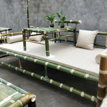 Individualų bambuko naujo derliaus bambuko baldai, bambuko lovos sėdima kėdės, stalas spinta