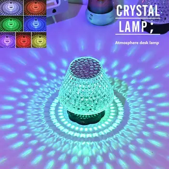 Led Kristalų Stalo Lempa 3/16 Spalvų Įkrovimo Romantiška Diamond Projektoriaus Šviesos Miegamojo Lovos Naktį Šviesos
