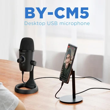 BOYA CM5 Mic Mikrofonas Pc Mikrofonai Transliacijos Nešiojamas Mikrofon Garso Išmanųjį telefoną Kondensatoriaus Profesinės Usb Stand Video