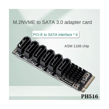 M2 6 Uostai SATA Adapteris SATA į NVME Adapteris M. 2 Raktas M 6Gbps SSD su SATA3.0 Konverteris Kortelės Stalinių