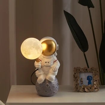 Šiaurės Kūrybos Astronautas Apdailos Stalo Lempa Miegamojo, Vaikų Kambario staliukas Šviesos Naktį Kambarį Tyrimą, Stalo Dekoras