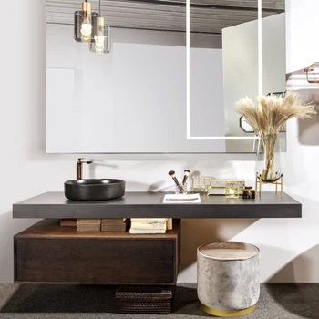 Šiuolaikinės paprasta šiferis vonios spintelė vonios kambarys kartu baseino praustuvas praustuvas smart veidrodis pritaikymas savo reikmėms