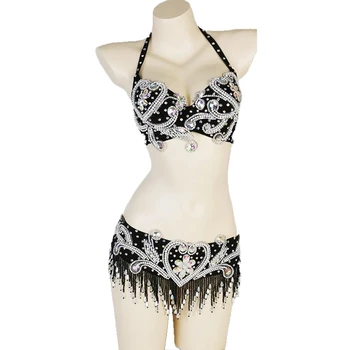 Crystal bikini Pilvo Šokio Kostiumų Juosta+Diržas, 2vnt Nustatyti Ponios Pilvo šokių Karnavalas, Samba rodo šalies aprangą klubas