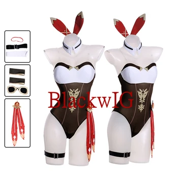 Žaidimas Genshin Poveikio Gintaro Cosplay Bunny Mergina Kostiumas Moterims Mergina Helovinas Kostiumas, Kalėdinis Vakarėlis