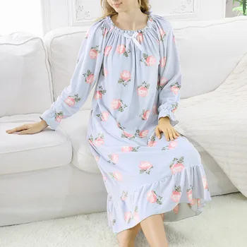 Nightgowns Moterų Vilnos ilgomis Rankovėmis Knitt Gėlių Šiltas Storas Nightdress Žiemos Sleepwear Minkštas Homewear naktiniai drabužiai Miegui