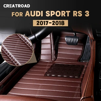 Custom Anglies Pluošto stiliaus Grindų Kilimėliai Audi Sport RS 3 2017 2018 Koja kiliminė danga Padengti Automobilių Interjero Priedai