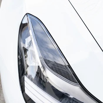 Automobilių Žibintų Antakių Vokų Apdaila Antakiai priekinio Žibinto Šviesos Vokų 2017-2022 Auto Anglies Pluošto Blizgesio Juoda ABS Tesla Modelis 3