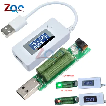 LCD USB Testeris Detektorius Voltmeter Ammeter Mobiliojo Galia Įkroviklio Talpa Matuoklis Įtampa Srovės Įkrovimo Stebėti USB apkrovos rezistorius