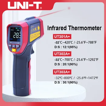 VIENETO UT301A+/UT302A+/UT303A+ Infraraudonųjų spindulių Termometras Skaitmeninis Išmatuoti Temperatūrą Ne-kreipkitės Ratas Lazerinis Termometras Ginklą