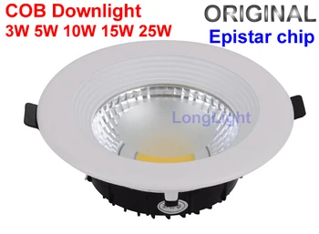 Originalus Epistar COB LED Downlight 3W 5W 10W 15W 25W AC85-265V LED spot light Apvali led Lubų Nišoje Home Hotel Cloting