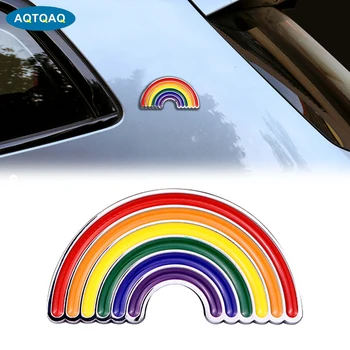 AQTQAQ 1 vnt Vaivorykštė Metalo Automobilių Lipdukas Emblema, Mados Lipdukas, skirtas Automobilių, Motociklų, Sunkvežimių, Nešiojamas, Sienų, Langų