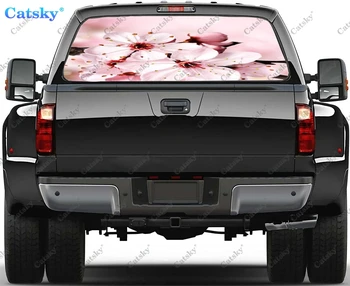 pink Cherry Blossom Sakura gėlių Sunkvežimių Galinio Lango Lipdukas Lipdukas Grafinis PVC Medžiagos, Sunkvežimių Perforuotas Lipdukas Sunkvežimių Universalios